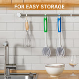 Amazer Dish Brush with Handle, 2 Pack Kitchen Scrub Brushes for Cleaning, Dish Scrubber with Stiff Bristles for Sink, Pots, Pans Amazer