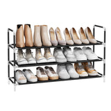 SONGMICS 3-Tier Shoe Rack, Shoe Storage for Hallway Closet, Slim and Space-Saving, Metal Frame, Non-Woven Fabric Shelves, Black ULSH053B01 SONGMICS