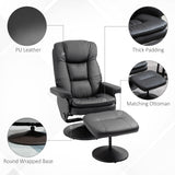 HOMCOM Swivel Recliner with Ottoman, PU Leather Reclining Chair with Ottoman, Upholstered Recliner and Footrest with Wrapped Base for Living Room, Bedroom and Home Office, Black HOMCOM