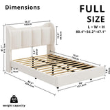 LIKIMIO Full Bed Frame with Headboard, Velvet Upholstered Platform Bed with LED Light, Solid Wood Slats Support, No Box Spring Needed, Cream LIKIMIO