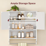 Iwell Bathroom Cabinet Wall Mounted with Towel Rack & Adjustable Shelf, Over The Toilet Storage Cabinet, Medicine Cabinet for Bathroom, White YSG005B Iwell