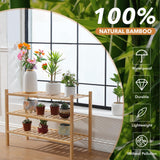 Buymoth 3 Tier Bamboo Shoe Rack Storage Organizer for Closet, Multifunctional Stackable Free Standing Shoe Shelf Organizer for Small Space,Entryway, Hallway, Bathroom 27"x11"x19" (Natural, 3 Tier) Buymoth