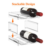 Lifewit Plastic Stackable Wine Rack for Refrigerator, Cabinet, Countertop,Wine Bottle Holder, Water Bottle Organizer for Fridge, Pantry, Hold 4 Bottles Lifewit