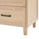 ARIEL Monroe 72 inch Double Bathroom Vanity with Sink in White Oak, 1.5" Edge Carrara White Quartz Countertop and Backsplash, Rectangle Sink, Soft Closing Doors, Dovetail Drawers, Matte Black ARIEL