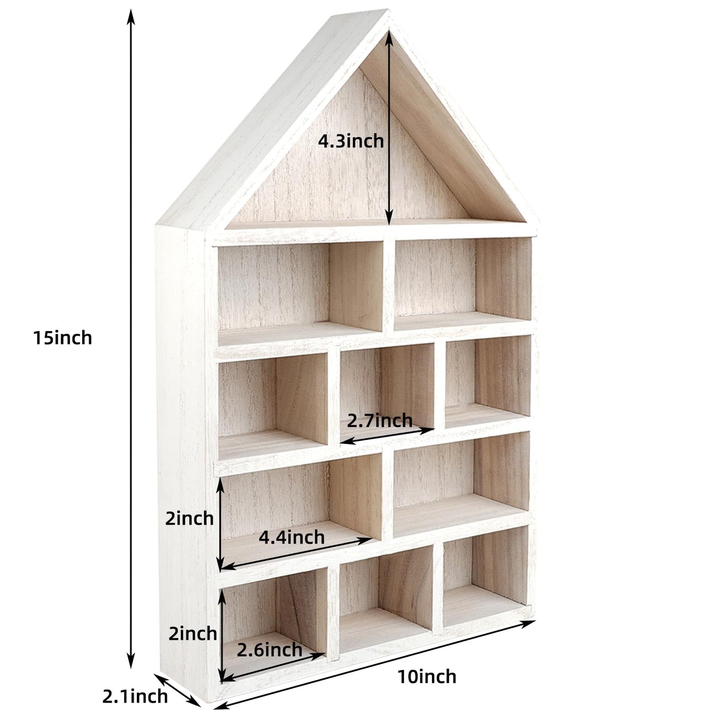 COM4SPORT Wooden Shadow Cubby Box Hanging Figurine Display Shelf White Curio Cabinet Organizer Wall Mounted Display Case Trinket Shelf Miniature Display Shelf for Collectibles (15.7 * 11.8 *  - WoodArtSupply