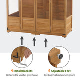 MCombo Wooden Greenhouse, Walk-in Outdoor Greenhouse with Openable Roof and Lockable Door, 0899 (Natural) MCombo