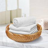 Whalehub Natural Rattan Round Fruit Basket Bowls, Hand Woven Decor Serving Baskets, Wicker Storage for Dinning Room (Round-Small) Whalehub