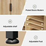 Over The Toilet Storage Cabinet with Fluted Doors and Adjustable Shelf, Tall Bathroom Organizer with Metal Stand Space Saver Over Toilet , Wood Rack for Bathroom, Restroom, Laundry, Natural Oak FiveWillowise