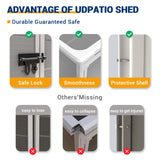 UDPATIO Outdoor Resin Storage Shed 5x3 FT, Plastic Garden Shed for Bike, Garbage Can, Tool, Outside Sheds & Outdoor Storage Storage Box with Lockable Door for Backyard, Patio, Lawn, Grey & White UDPATIO