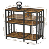 MILEFA Reinforced 40-50 Gallon Aquarium Stand with Power Outlet | Ultra-Stable 750LBS Capacity Metal Fish Tank Stand for Reptile/Aquatic Setups, 5-Tier Adjustable 37"x19" Steel Shelving System MILEFA