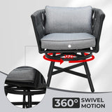 Grand patio 11-Piece Outdoor Dining Set for 10, Patio Dining Furniture Set for 10 Swivel Rope Wicker Chairs & 1 Extendable Rectangular Dining Table, Dark Grey Grand patio