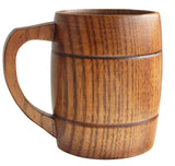 Wooden Beer Mugs,Top Grade Natural Handmade Retro Brown Wood Cup with Handle for Drinking Tea Coffee Wine Beer Hot Drinks,350 ML Wooden Tankard for Men/Women CLELO
