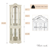 Eyisean Lighted Corner Curio Cabinet 70.5" Tall Wooden China Cabinet with Tempered Glass Doors, Freestanding Glass Display Case Wine Cabinet Storage Rack for Bar and Liquor Storage (White) Eyisean