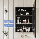 AGDULL Vintage-Style Bathroom Wood Black Cabinet with 17.5''x29'' Curved Mirror, Recessed Medicine Cabinet, Bathroom Storage Cabinet AGDULL