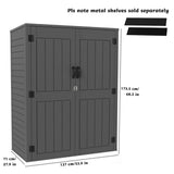 EHHLY Vertical Resin Storage Shed, 60 Cuft Garden Tool Sheds & Outdoor Storage, Plastic Outdoor Storage Cabinet Waterproof, 4.5 x 2.3 ft Backyard Outside Lawn Mower Storage Shed, Grey EHHLY