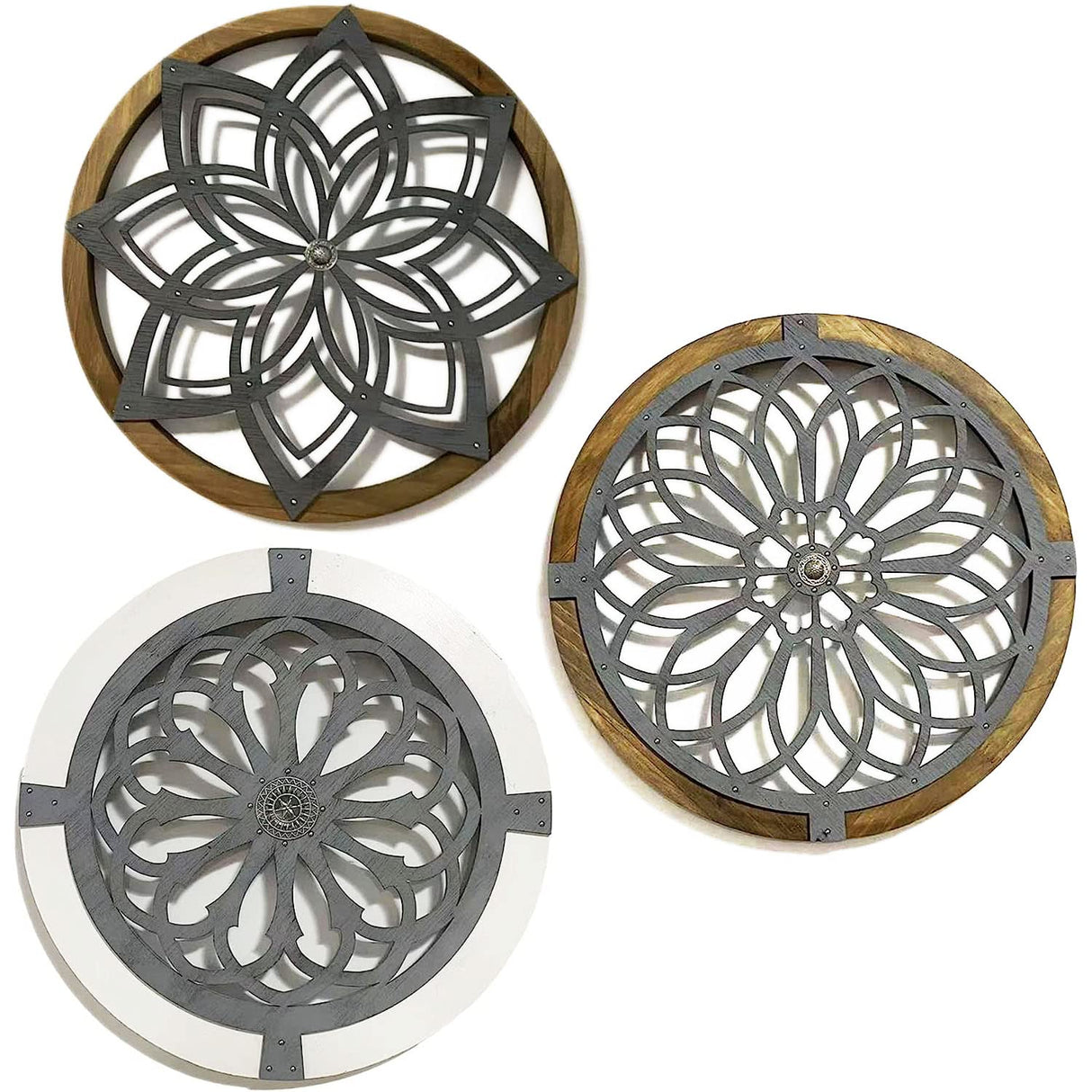 Colyltoy 3 Pieces Farmhouse Wall Decor, Rustic Wood Round Wall Art, Hanging Decoration for Living Room Bathroom Bedroom Home Indoor Outdoor Office,15.8inch Colyltoy