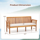 RELAX4LIFE 62.5’’ Outdoor Bench Acacia Wood - 3-Person Patio Bench w/Backrest, Armrests & Removable Seat Cushion, Slatted Wooden Garden Bench for Front Porch Park Backyard, 1200 LBS Weight Capacity RELAX4LIFE