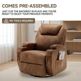 Korser Recliner Chair, Rocking Chair with Massage and Heat, 360° Swivel Recliner Chairs for Adults, Rocker Manual Recliner with Remote Control and Cup Holder for Living Room, Bedroom, Nursery Korser