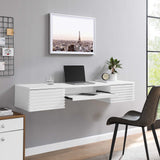 Modway Render Mid-Century Modern, Wall Mount Office Desk, White Modway
