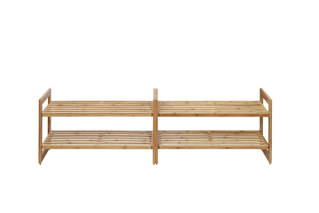 TRINITY Basics 2-Tier Stackable Bamboo Shoe Rack - (2 Pack) (TBFLNA-24112) TRINITY