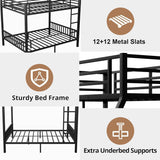 Queen Over Queen Bunk Beds for Adults, Metal Bunk Bed Queen Size,Heavy-Duty Bunk Bed Frame with Ladder and Slats Support for Boys Girls,Space-Saving,Noise Reduced,Black MoproBeti