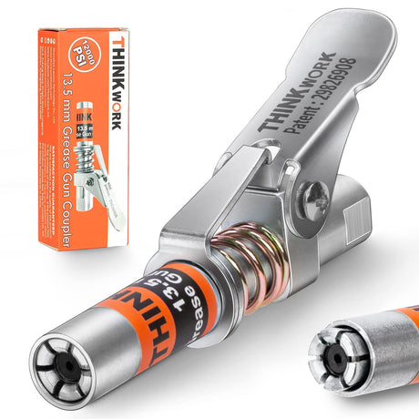 THINKWORK Grease Gun Coupler, 0.53" Grease Gun Tips, Strong Lock on Greases Gun Couplers, 12000 PSI Quick Release Grease Coupler, Compatible with All Grease Guns 1/8" NPT Grease Gun Fitting THINKWORK