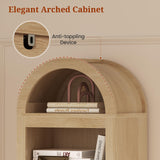 UPOSOJA 76" Tall Narrow Arched Bookcase,7-Teir Mid-Century Modern Bookshelf,Adjustable Shelves offering More Storage Space for Living Room,Kitchen,Home Office,Oak UPOSOJA