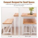 DKLGG Dining Table Set for 4, Kitchen Table Set with 2 Dining Bench, Farmhouse Wooden Dining Room Table Set for 4 Breakfast Nook Table Set for Small DKLGG
