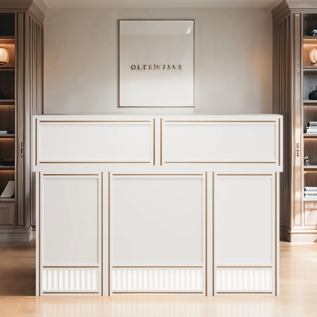 Tribesigns 57" Reception Desk with Counter, Modern Front Desk with Metal Frame, Wooden Retail Checkout Counter for Office, Reception Room, Beauty Salon, Lobby (White) Tribesigns