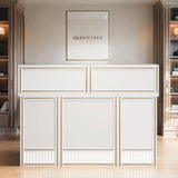 Tribesigns 57" Reception Desk with Counter, Modern Front Desk with Metal Frame, Wooden Retail Checkout Counter for Office, Reception Room, Beauty Salon, Lobby (White) Tribesigns