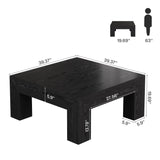 Tribesigns Farmhouse Square Coffee Table for Living Room, 39.37-Inch Low Large Center Tea Accent Table with Sturdy Legs, Easy Assembly (Black) Tribesigns