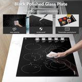 AMZCHEF Electric Cooktop 36 inch Built-in Electric Stove Burner with 5 Burners,8900W Power Control by Knob,Ceramic Electric Stove with Hot Surface Indicator,220V-240V amzchef