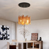 Fivootvi 8 Light Farmhouse Wood High Ceiling Chandelier RusticLarge Ceiling Light Fixture Adjustable Hanging Pendat Light for Dining Room Living Room Foyer Staircases Kitchen Island. Fivootvi