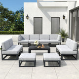Vakollia 11 Pieces Aluminum Patio Furniture Set with Coffee Table, Metal Outdoor Conversation Sofa Set witVah Seating Cushions Vakollia