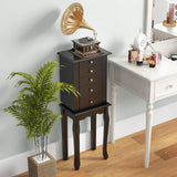 Giantex Jewelry Cabinet Armoire Chest with 4 Drawers, Flip Top Mirror, Top Storage Compartments, 2 Side Doors with 8 Necklace Hooks, 2 Shelves, Black Standing Jewelry Organizer Box for Girls Gift Giantex