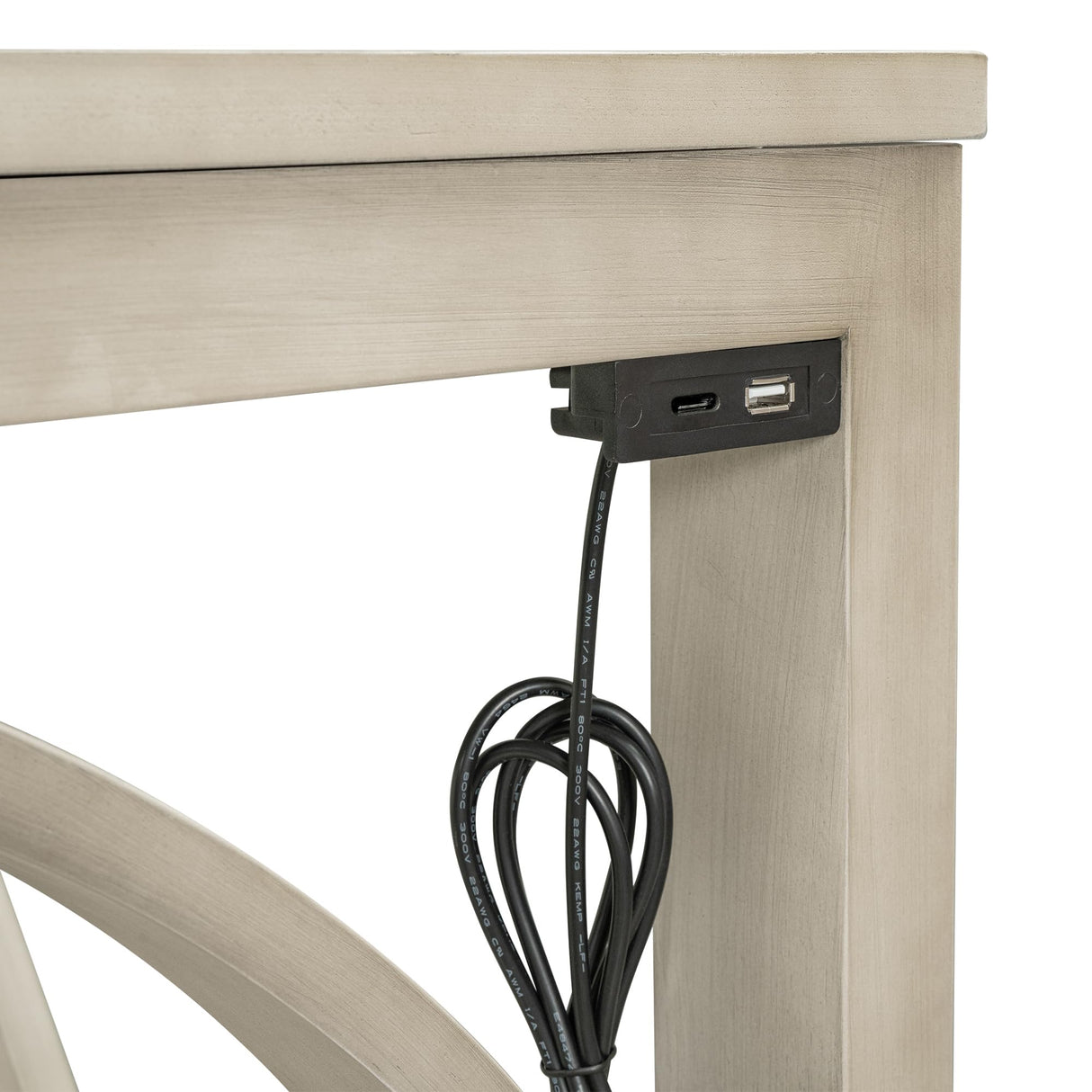 RuiSiSi Bar Table and Chairs Set, Farmhouse Counter Height Kitchen Table Set with USB Port and 2 Upholstered Stools, Wood Bar Table Set for Dining Room, Living Room, Apartment, Milky White RuiSiSi