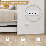 LIVAUVEAD Twin Murphy Bed with Built-in Charging Station, Space-Saving Murphy Bed Chest Twin with Drawer, Foldable, for Home Office Guest Room Bedroom White LIVAUVEAD