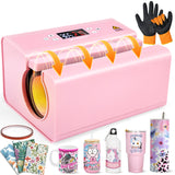 Whubefy Auto Tumbler Heat Press, 20oz 30oz 15oz Mug Press Sublimation Machine Heat Up Fast & Even,Automatic Tumbler Press Machine for 2.95-3.34inch Sublimation Tumblers Cups (Auto Cup Press-Pink) Whubefy
