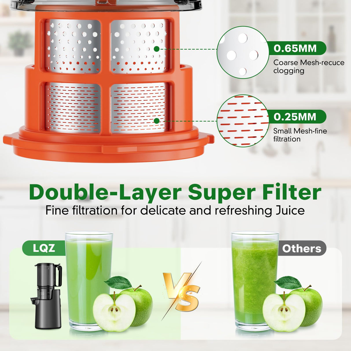 Cold Press Juicer, Masticating Juicer with 5.4" Wide Feed Chute, 350w Slow Juicer Machines Fit Whole Vegetables and Fruits,Juice Extractor Machine with High Juice Yield, Easy to Clean(Black) LQZ