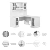 Bush Furniture Westbrook 60W L Shaped Desk with Hutch and Storage in White Ash | Farmhouse Table Workstation for Personal Home Office Workspace Bush Business Furniture