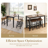 Sophia & William Dining Table Set for 4, Wooden Kitchen Table Set with Bench and 2 Chairs, Space-Saving Farmhouse Dining Sets, Walnut & Black Sophia & William