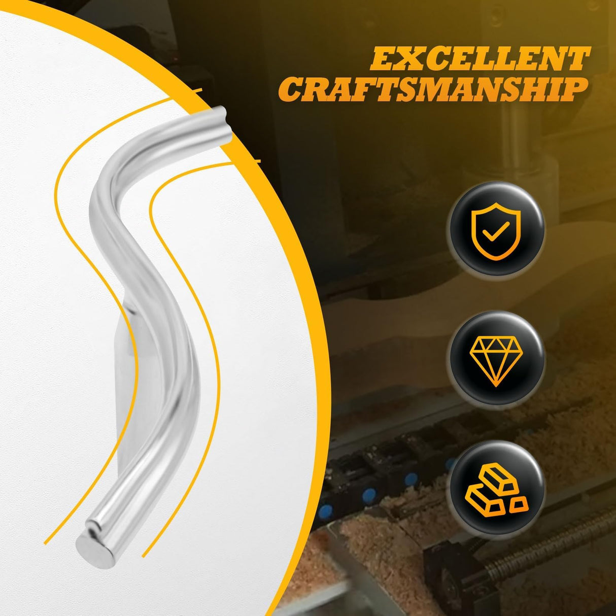 Jecoupoon 12 Inch Stainless Steel Curved Lathe Tool Rest, Shaped Wood Lathe Tool Rest for Bowl Turning, Wood Lathe Tool Holder, Wood Lathe Turning Accessories, 1 or 5/8 In Column (5/8") Jecoupoon