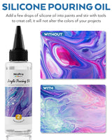Nicpro 8 Colors 8.45oz Metallic Acrylic Pour Paint Supplies Kit, Large Volume Ready to Pour Premixed High Flow Pouring Paint Set with Silicone Pouring Oil, Gloves, Instructions for Beginner DIY Nicpro