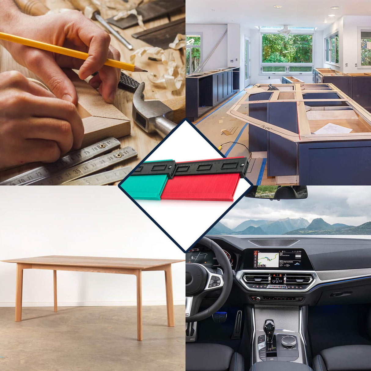 Contour ruler 10x 5.2,5x 5.2 Inch, Widen Plastic Profile Gauge Duplicator, Precisely Copy Irregular Shapes Wood Template Measuring Tool for Perfect Fit and Easy Cutting. SAILHOME