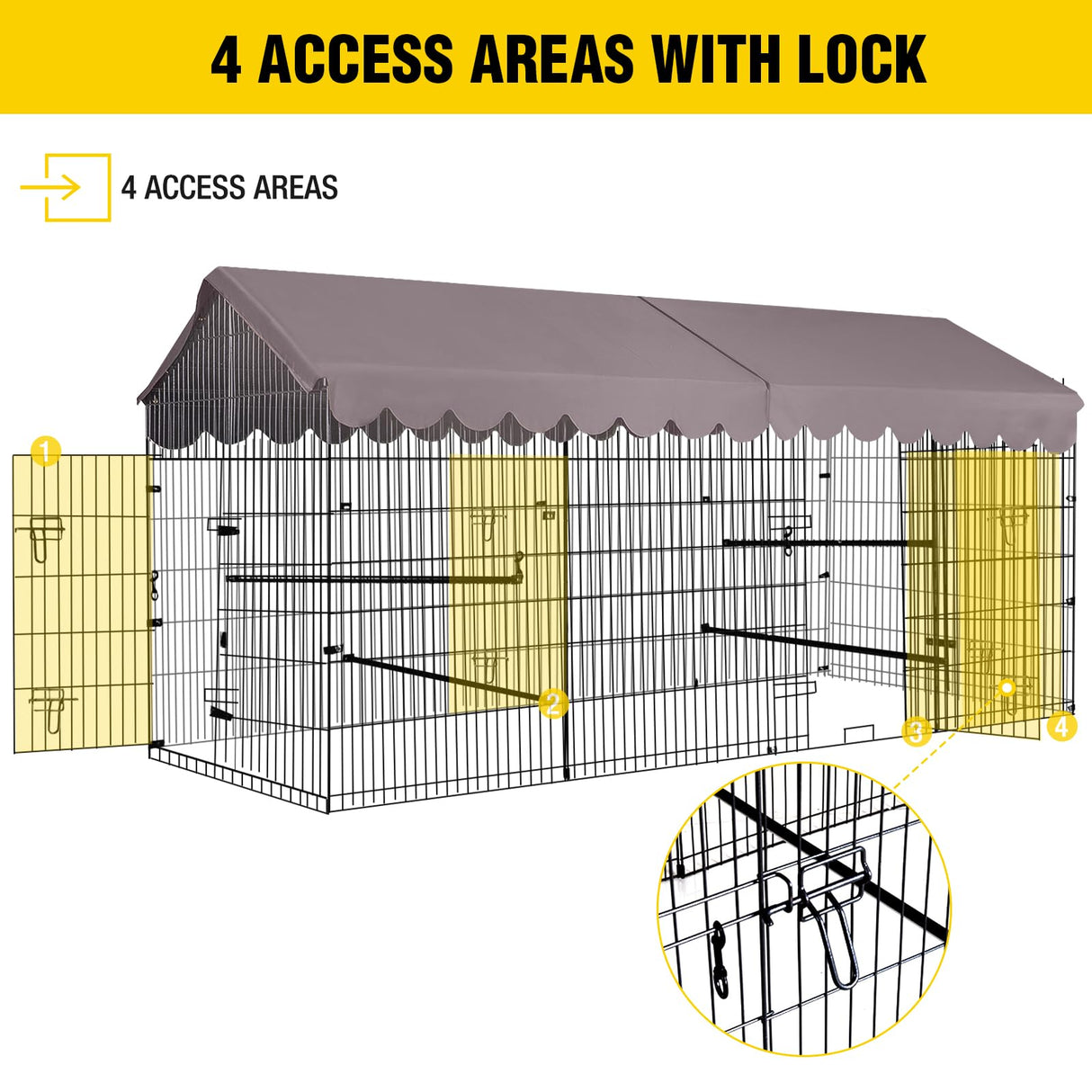 Chicken Coop Super Large Metal Chicken Run with Waterproof Cover Portable Poultry Cage Exercise Pen for Chicken,Duck,Goose,Rabbit Cat and Other Small Animals,88" Aivituvin