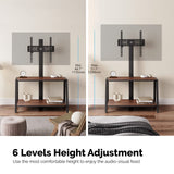 FITUEYES Wood TV Stand with Mount for 32-55 inch TVs, 2 Tier Entertainment Center with Storage for Bedroom & Corner, Tall Wooden TV Mount Stands & Metal Mount - Max Load 77lbs for Flat Screen FITUEYES