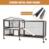 Rabbit Hutch Bunny Cage Strong Iron Frame Rabbit Cage Indoor and Outdoor Chicken Coop with Casters Waterproof Roof, Great for Rabbit,Bunny,Guinea Pig,Chickens. GUTINNEEN