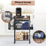 Kwynsa Coffee Bar Cabinet with Power Outlet, Coffee car with Lockable Wheels,Coffee Pod Holder,for Office,Living Room and Small Space,(Rustic Brown) Kwynsa