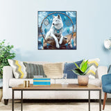DIYDECORFUN Wolf Dreamcatcher Diamond Art Kits for Adults,Animal Diamond Painting Kit for Begninner,Full Round Drill Wolf 5D Diamond Dots Gem Arts and Crafts Kits for Adults Home Wall Decor 12x12IN DIYDECORFUN