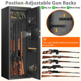 Nebakne [𝟐𝟎𝟐4𝐍𝐄𝐖] 51" 8 Fireproof Rifle Safe for Home USE, 70Lb Gun Safes for Home Rifles and Pistols, Anti-Theft Gun Safes for Rifles and Shotguns with 2 Adjustable Rifle Rack & Silent Mode Nebakne